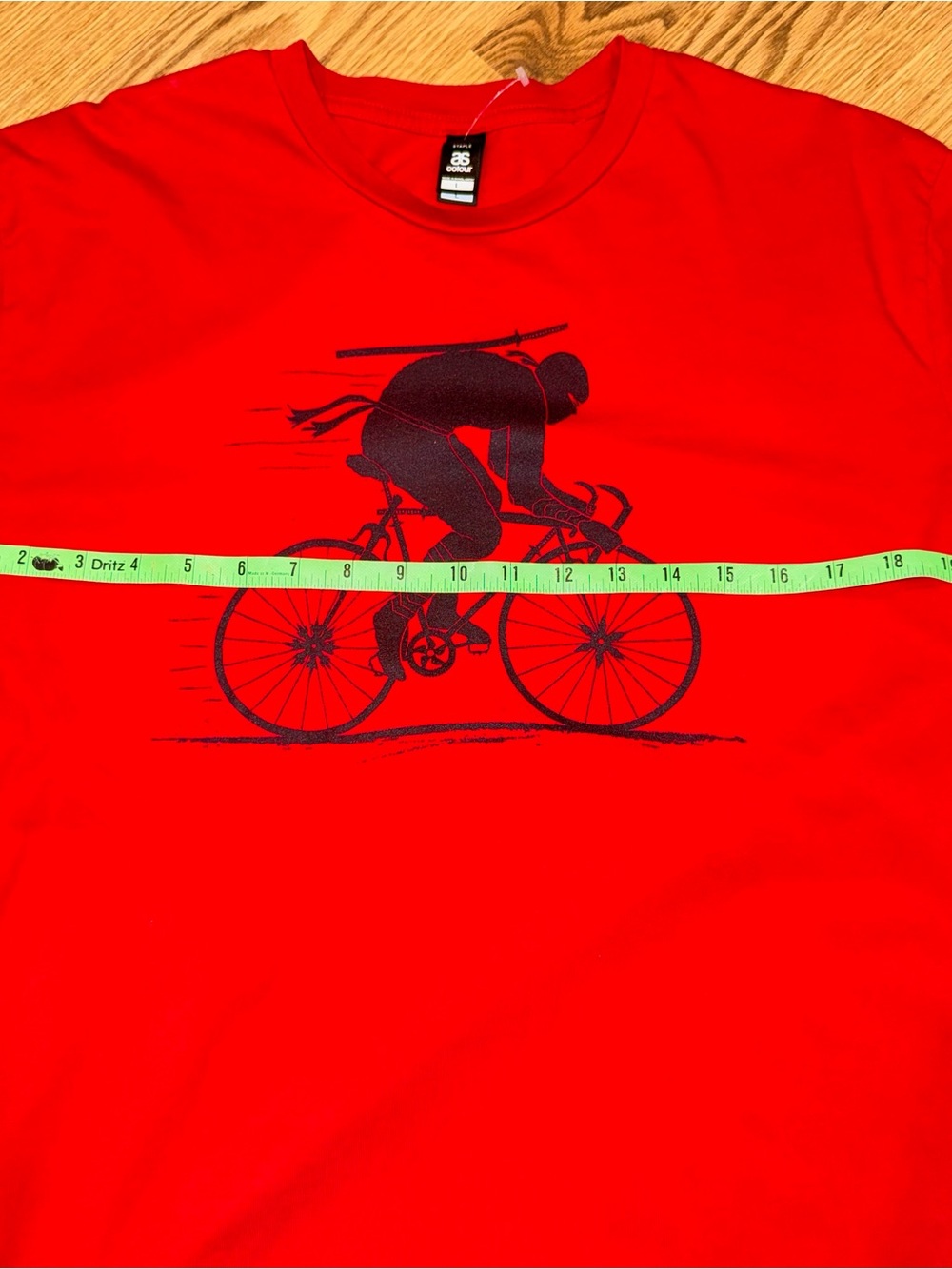 Ninja on Bike as color Tshirt Red size Large - Picture 6 of 7